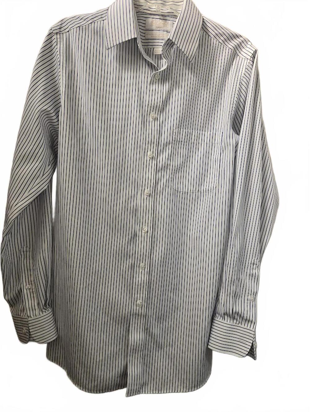 Roundtree & Yorke Gold Label Slim Fit Men's Dress Shirt White with Blue Stripes